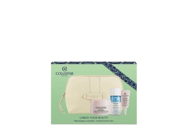 COLLISTAR SET (SMOOTHING ANTI WRINKLE CREAM+TWO PHASE MAKE UP REMOVING 35ML+EYE CONTOUR 5ML+cosmetic bag )