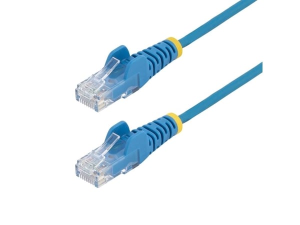 Startech - Koblingskabel - RJ-45 (hann) til RJ-45 (hann) - 25 cm - 3.6 mm - UTP - CAT 5/5e/6 - IEEE 802.3bt - halogenfri, uten hindringer, rett - blå