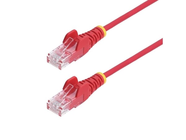 Startech - Koblingskabel - RJ-45 (hann) til RJ-45 (hann) - 25 cm - 3.6 mm - UTP - CAT 5/5e/6 - IEEE 802.3bt - halogenfri, uten hindringer, rett - rød