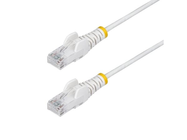 Startech - Koblingskabel - RJ-45 (hann) til RJ-45 (hann) - 25 cm - 3.6 mm - UTP - CAT 5/5e/6 - IEEE 802.3bt - halogenfri, uten hindringer, rett - hvit