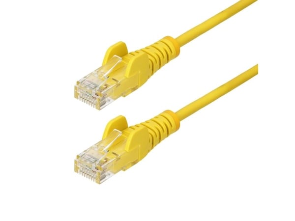 Startech - Koblingskabel - RJ-45 (hann) til RJ-45 (hann) - 25 cm - 3.6 mm - UTP - CAT 5/5e/6 - IEEE 802.3bt - halogenfri, uten hindringer, rett - gul