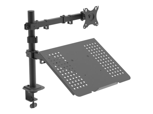 Akyga AK-MB-04 - Monteringssett (skjermarm, notebook-bakke, stang) - for skjerm / notebook - svart - skjermstørrelse: 15"-32" - skrivebordsmonterbar