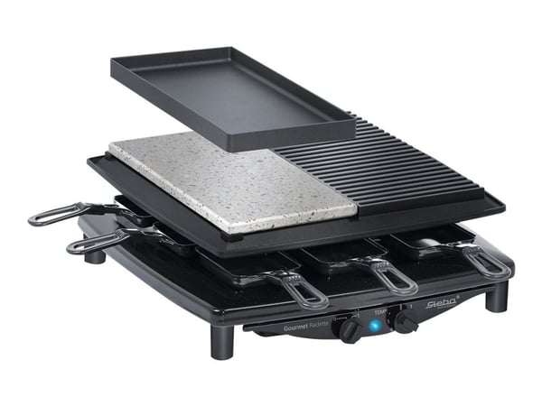 Steba RC 4 plus deluxe - Raclette/grill/hetstein - 1.5 kW - svart