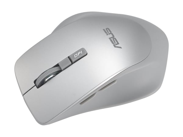 ASUS WT425 - Mus - ergonomisk - optisk - 6 knappar - trådlös - 2.4 GHz - trådlös USB-mottagare - matt silver