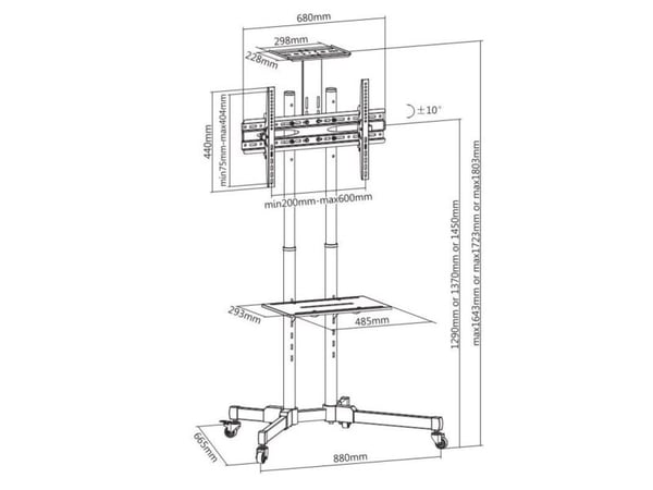 Holmes vogn til skjermer opptil 75" / VESA 600 x 400 / 50 kg
