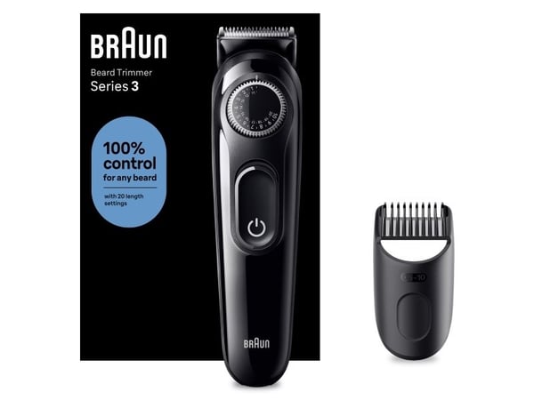 Braun BeardTrimmer 3 BT3400, Vaskbar, Batteri, Svart