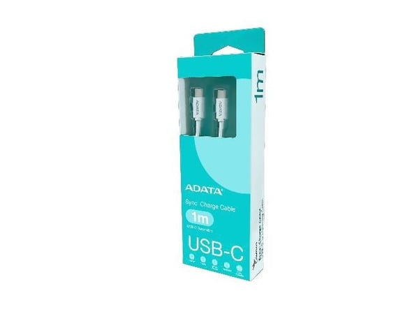 ADATA - USB-kabel - USB-C (hane) till USB-C (hane) - USB 2.0 - 5 A - 1 m - vit