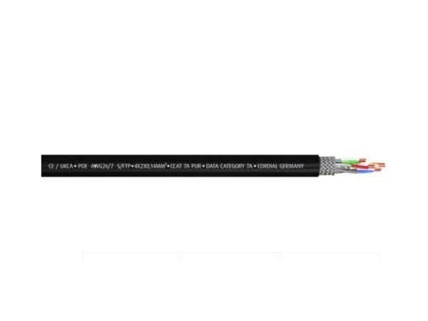 Cordial 15587, 0,5 m, Cat7a, S/FTP (S-STP), RJ-45, RJ-45, Svart