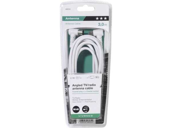 Vivanco VVANCABMF30090W, 3 m, Koaksial, Koaksial, Hvit