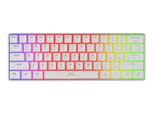 Genesis Thor 660 G2 RGB - Tastatur - 60% - compact - bakgrunnsbelyst - trådløs - Bluetooth 5.0, USB, 2.4 GHz - QWERTY - USA - tastsvitsj: Gateron B...
