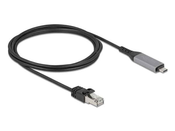 DeLOCK 60760, 2 m, Cat6, USB Type-C, RJ-45, musta, Antrasiitti