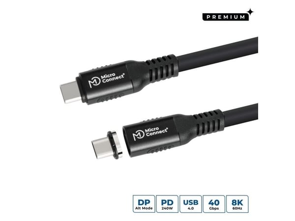 MicroConnect USB-C til USB-C-kabel 0,15 m svart (USB-C til USB-C, 0,15 m)