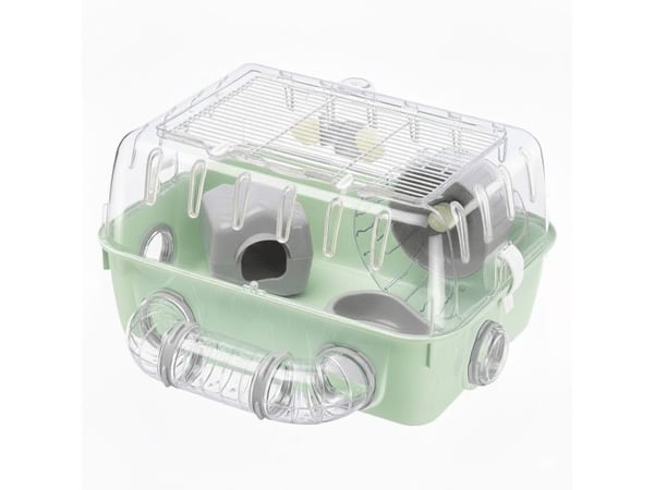 Ferplast COMBI 1 Interaktiivinen hamsterin häkki - Räätälöity muotoilu tunnelijärjestelmällä - Sisältää pyörät ja tarvikkeet - 40,5x29,5xh22,5 cm