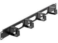 Intellinet 19" Cable Management Panel, 1U, 4 short plastic rings, Black - Rackkabelstyringspanel - svart, RAL 9005 - 1U - 19"
