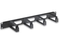 Intellinet 19" Cable Management Panel, 1U, 4 long plastic rings, Black - Rackkabelstyringspanel - svart, RAL 9005 - 1U - 19"