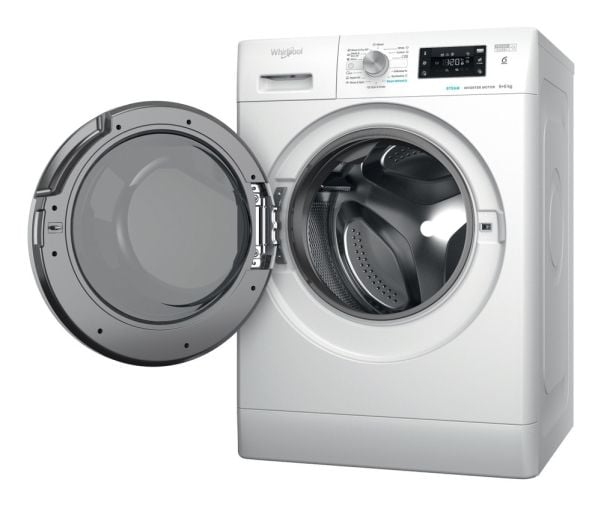 Whirlpool FFWDB 964489 WV EE, Frontmatet, Frittstående, Hvit, Venstre, Rotasjon, Berøringskontroll, 6 kg