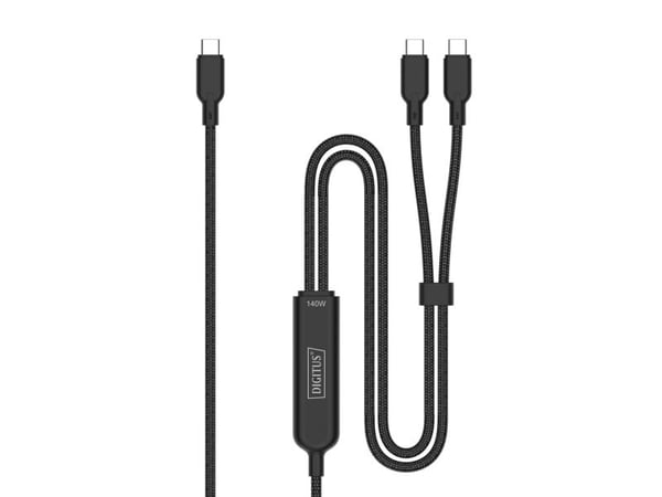 DIGITUS - USB-kabel - USB-C (hann) til USB-C (hann) - USB 2.0 - 48 V - 5 A - 1.8 m - USB Power Delivery 3.1 (140W) - svart
