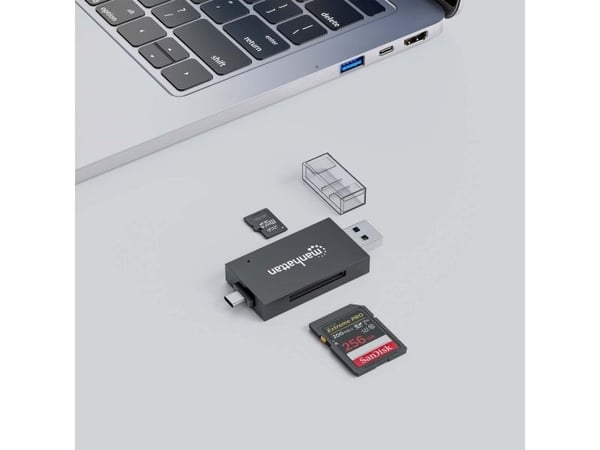 Manhattan 102735, MMC, MicroSD (TransFlash), MicroSDHC, RS-MMC, SD, SDHC, SDXC, Svart, Gjennomsiktig, 5000 Mbit/s, Akrylonitril-butadien-styren (AB...