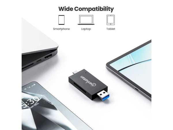 Manhattan 102735, MMC, MicroSD (TransFlash), MicroSDHC, RS-MMC, SD, SDHC, SDXC, Svart, Gjennomsiktig, 5000 Mbit/s, Akrylonitril-butadien-styren (AB...