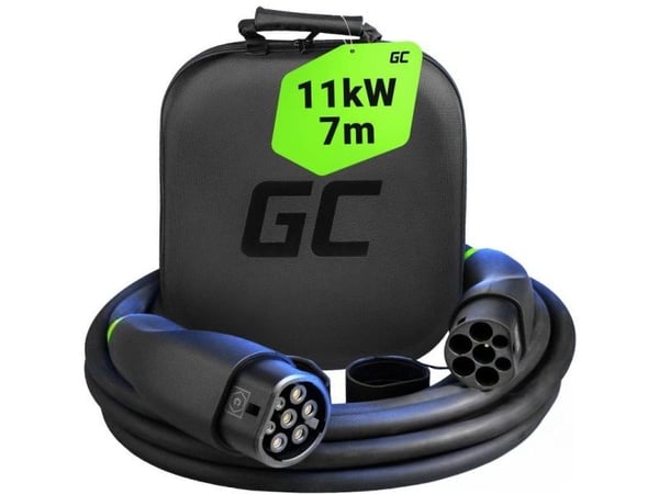 Green Cell EV latauskaapeli tyyppi 2 pistoke - 3 vaihe, 16A - Jopa 11 kW - 7 metriä