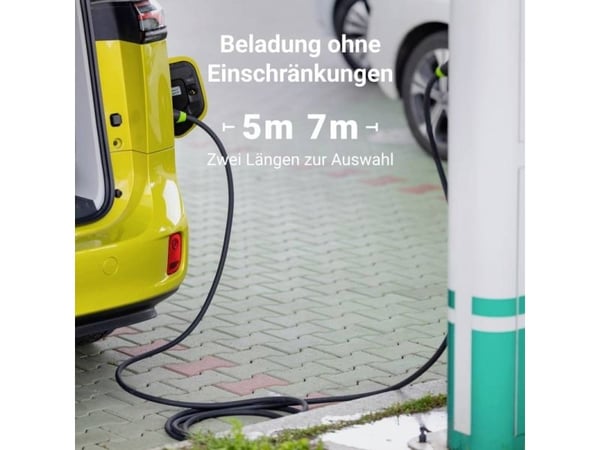 Green Cell EV latauskaapeli tyyppi 2 pistoke - 3 vaihe, 16A - Jopa 11 kW - 7 metriä