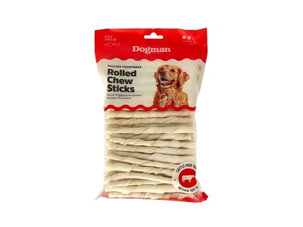 DOGMAN tyggepinner 7-8mm 100-pakning hvit 12,5cm