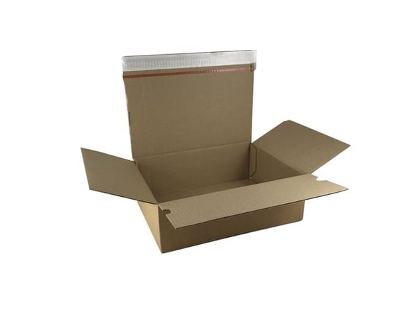 Postæske, indre dim: 430 x 310 x 250 mm 1-lags,E-flute, 2.000 mm, FEFCO 0701 m/Automatbund selvklæbe - (10 stk.)