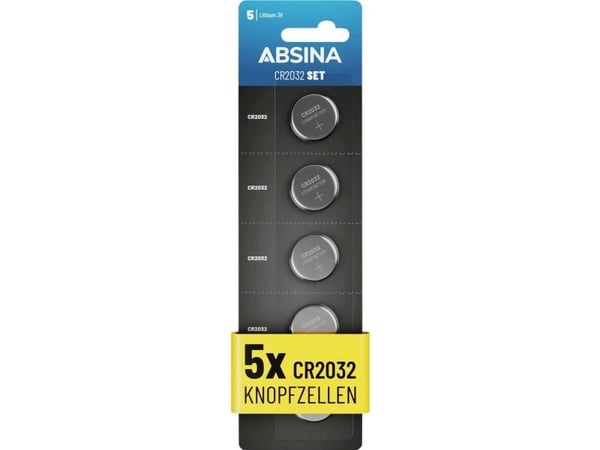 Absina knappecellebatteri CR 2032 3 V 5 stk litium
