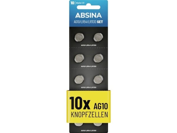 Absina knappcellebatteri AG 10 1,5 V alkali-mangan, 10 stk