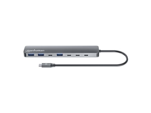 Manhattan 181167, Koblet med ledninger (ikke trådløs), USB 3.2 Gen 2 (3.1 Gen 2) Type-C, 100 W, Grå, Space Grey, Aluminium