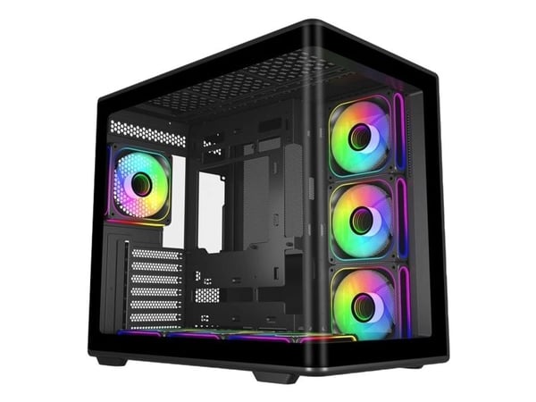 Cooler Master Elite 600 - Mid tower - ATX - sidepanel med vindu (herdet glass) - ingen strømforsyning (ATX) - svart - USB/lyd
