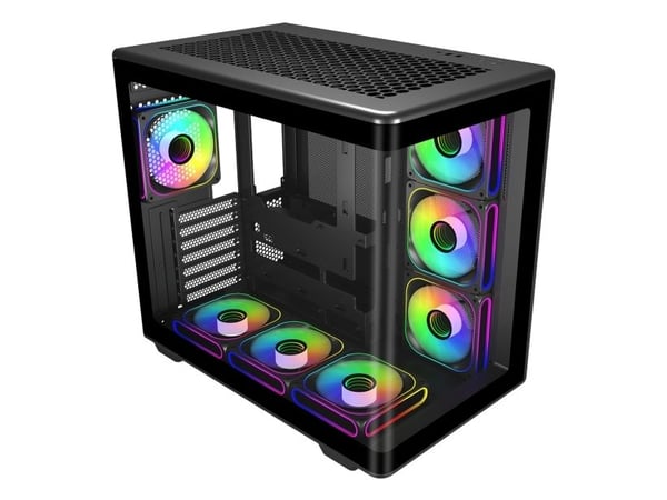 Cooler Master Elite 600 - Mid tower - ATX - sidepanel med vindu (herdet glass) - ingen strømforsyning (ATX) - svart - USB/lyd
