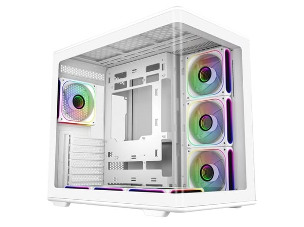 Cooler Master Elite 600, Midi Tower, PC, Gjennomsiktig, Hvit, ATX, Micro ATX, MultiMediaCard (MMC), Mini-ITX, SPCC, Stål, Herdet glass, Spilling