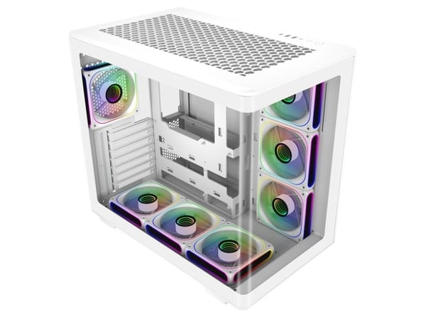 Cooler Master Elite 600, Midi Tower, PC, Gjennomsiktig, Hvit, ATX, Micro ATX, MultiMediaCard (MMC), Mini-ITX, SPCC, Stål, Herdet glass, Spilling