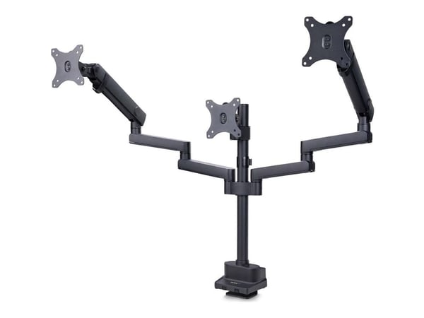 Startech Triple Monitor Desk Mount For Up To Three 27in Screens, VESA 75x75/100x100, Tool-Less Arm Adjustments, C-Clamp/Grommet Mount, Spring-Assis...