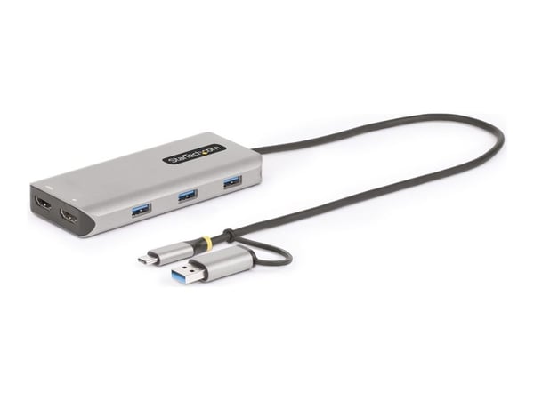 StarTech.com USB-C Multiport Adapter w/Attached USB-C to USB-A Dongle, Dual HDMI (4K30Hz/1080p60Hz), 3x USB-A, Mini Laptop Docking Station, Travel ...