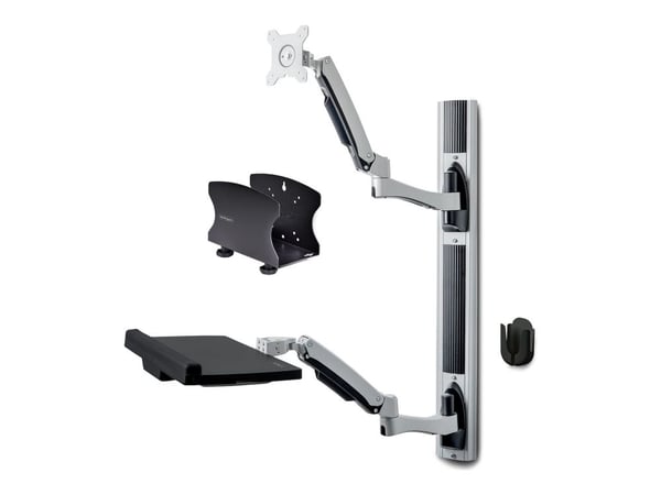 Startech Wall Mount Workstation, VESA Mount For 32" Monitors (22lb/10kg), Fully Articulating Arms For Single Monitor Mount & Keyboard Tray, Include...