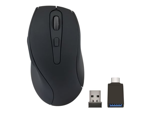 SPEEDLINK AXON - Mus - ergonomisk - høyrehendt - optisk - 5 knapper - trådløs - 2.4 GHz - USB trådløs mottaker - svart - hengeboks
