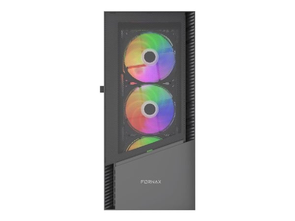 Gembird Fornax 4300 - Datorlåda spel - ATX - genomskinlig sidopanel (härdat glas) - ingen strömförsörjning (ATX) - svart - USB/ljud