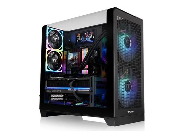 Thermaltake View 390 Air - Mid tower - ATX - sidepanel med vindu (herdet glass) - ingen strømforsyning (PS2) - svart - USB/lyd