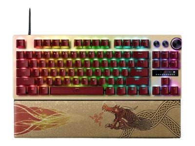 Razer Huntsman V3 Pro Tenkeyless, med ledning, USB, optisk tastebryter, QWERTY, RGB LED, gull, gul