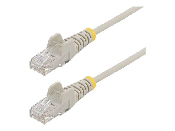 Startech - Koblingskabel - RJ-45 (hann) til RJ-45 (hann) - 25 cm - 3.6 mm - UTP - CAT 5/5e/6 - IEEE 802.3bt - halogenfri, uten hindringer, rett - grå