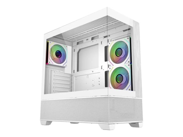 Cooler Master Elite 690 Wood - Mid tower - ATX - sidepanel med vindu (herdet glass) - ingen strømforsyning (ATX) - hvit - USB/lyd