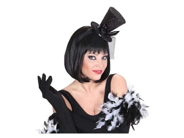 Svart glimmer mini-hatt