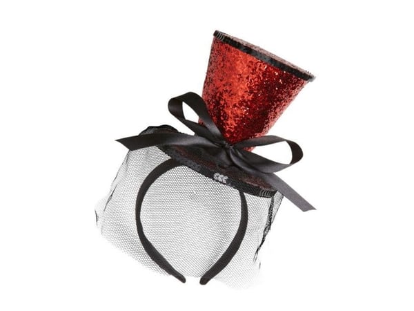 Rød glimmer mini-hatt