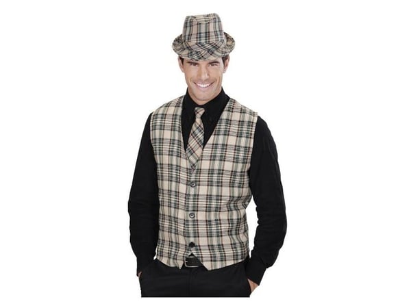 Beige skotsternet vest (kostyme) – voksen