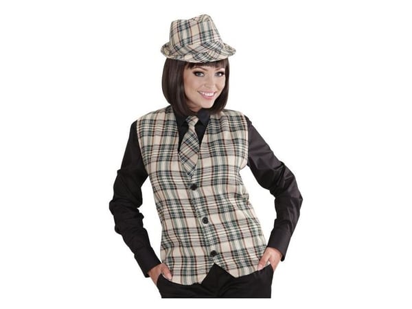 Beige skotsternet vest (kostyme) – voksen