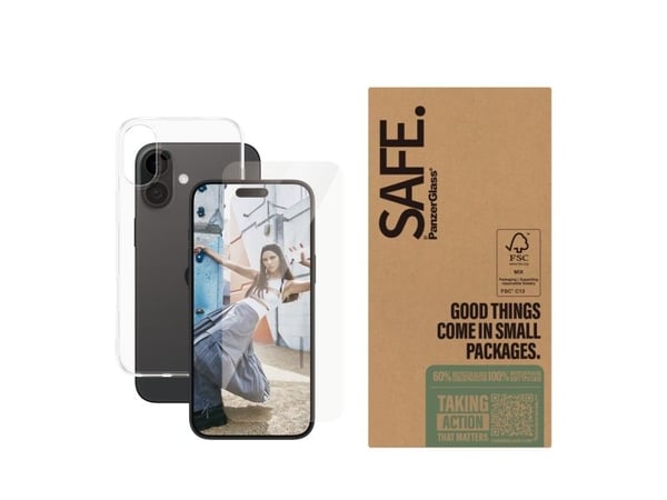 SAFE. by PanzerGlass - 2-in-1 Protection - baksidedeksel for mobiltelefon - termoplast-polyuretan (TPU), polyethlen-tereftalat (PET) - gjennomsikti...