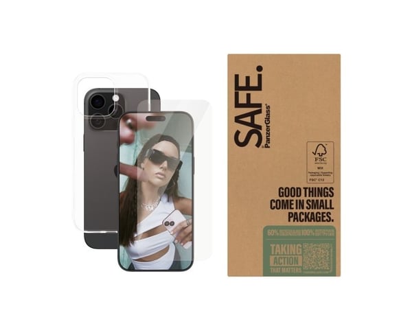 SAFE. by PanzerGlass - 2-i-1 beskyttelsespakke - baksidedeksel for mobiltelefon - termoplast-polyuretan (TPU) - gjennomsiktig - med Tempered Glass ...