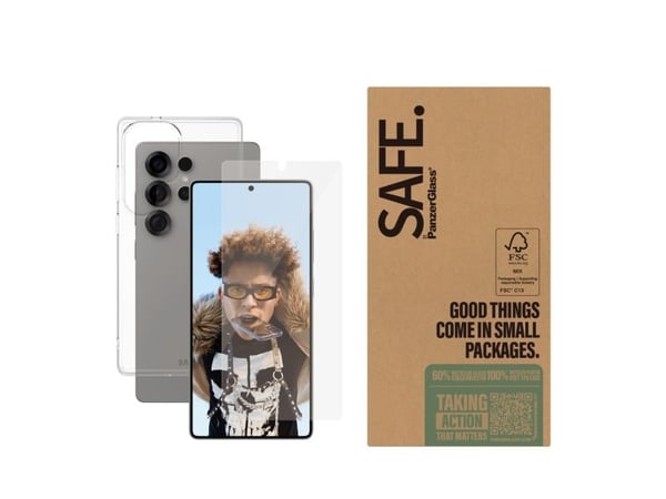 SAFE. by PanzerGlass - 2-i-1-pakke - baksidedeksel for mobiltelefon - termoplast-polyuretan (TPU) - gjennomsiktig - med skjermbeskytter (en pakke 5...